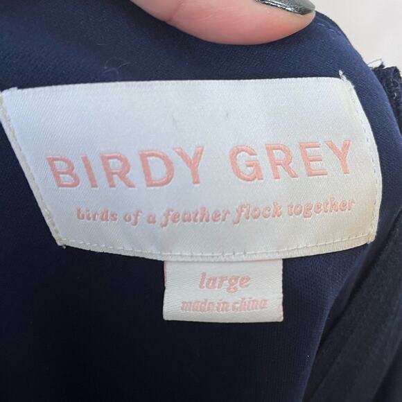 BIRDY GREY Devin Convertible Maxi Formal Bridesmaid Dress Chiffon Navy Sz Large - Picture 5 of 7